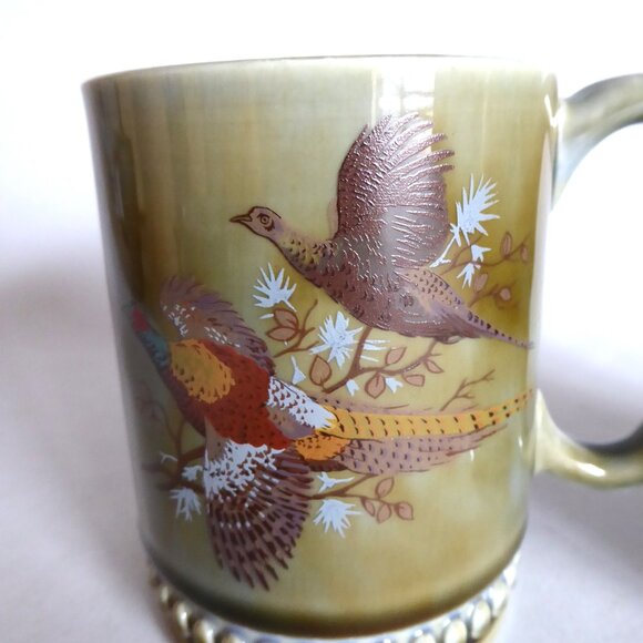 VINTAGE IRELAND IRISH WADE PORCELAIN HORSE CARRIAGE PHEASANT COFFEE MUG SET - Picture 2 of 15